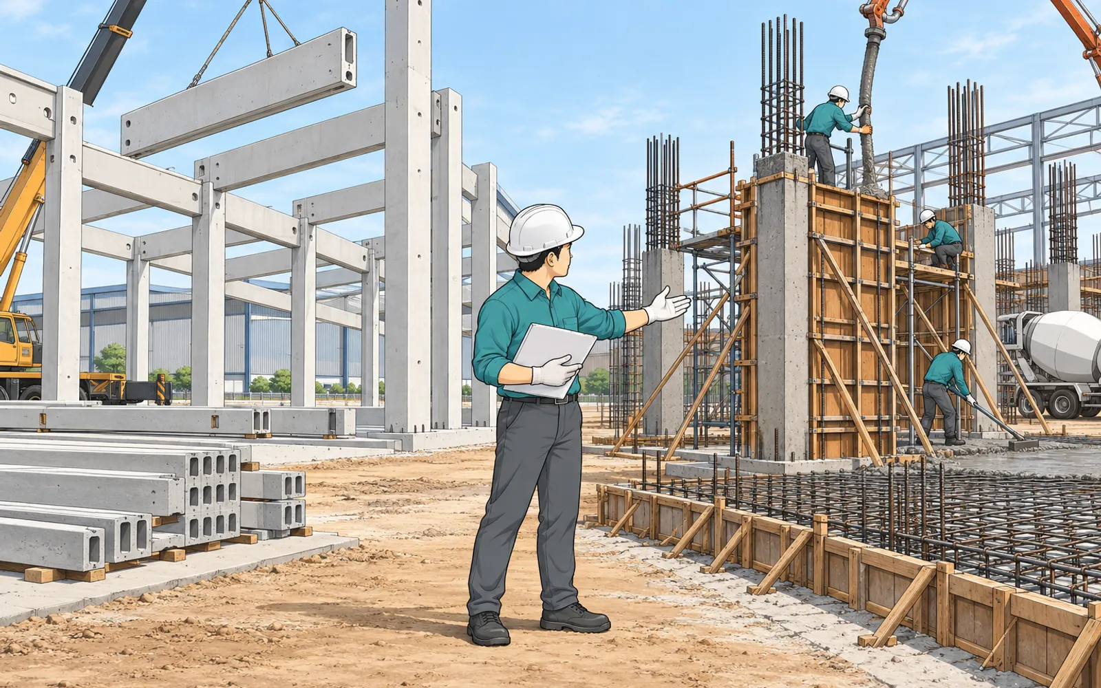 Precast กับ หล่อในที่ ต่างกันอย่างไร โรงงานและคลังสินค้าควรเลือกแบบไหน